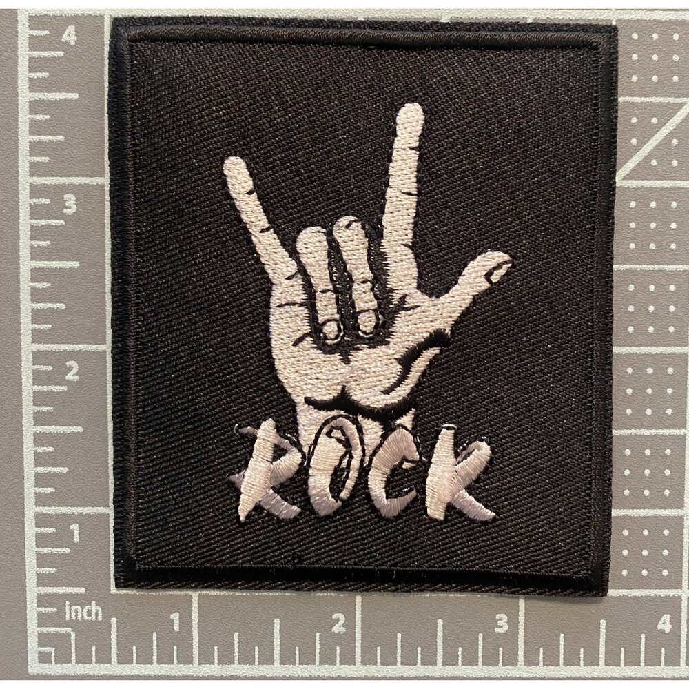 Rock On Hands Band Punk Metal 3.5x4in Patch Iron / Sew-On